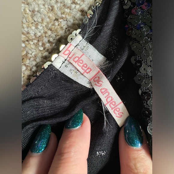 Vintage Sequin Black and Gold Mini Dress - Size Small - Picture 3 of 6